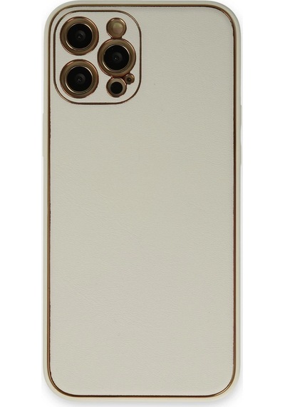 Newface Apple iPhone Uyumlu 12 Pro Max Kılıf Coco Deri Silikon Kapak Glblseme - 13 - Beyaz