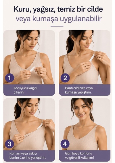 Omilife Çift Taraflı Sabitleme Bandı 36 Adet Dekolte Elbise Sabitleyici Kıyafet Bantı Şeffaf Çok Renkli