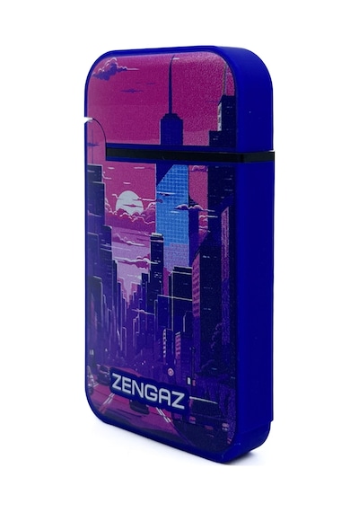 Zengaz Cool Tasarım Jet Alev Çakmak - Synthwave City Mavi