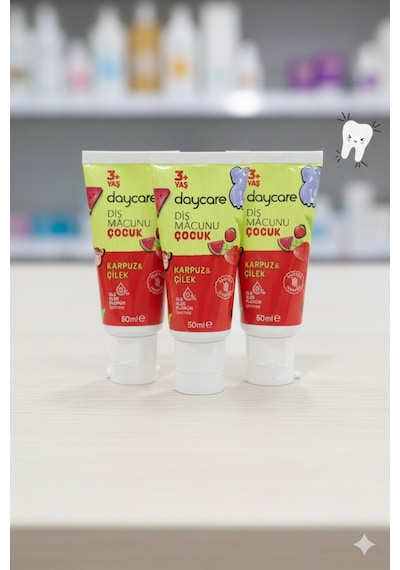 Çocuk Diş Macunu 50 Ml X 3 Adet - Karpuz & Çilek Aromalı, Florürsüz, 3+ Yaş Avantaj Paketi