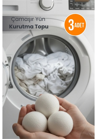 3'lü Çamaşır Yün Kurutma Topu Pamuk - Yün Ekru Tr Diğer