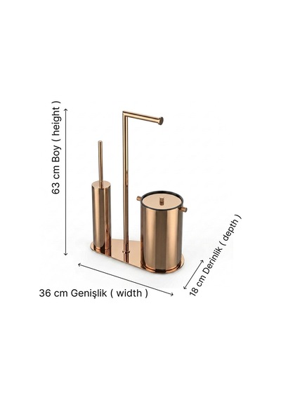 Kobos Nova Çöp Kovalı Yuvarlak Hareketli Wc Set Parlak Bakır Kbw-907rs