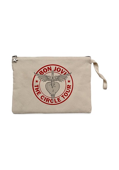 Bon Jovi The Circle Tour Krem Clutch Cüzdan / El Çantası Krem