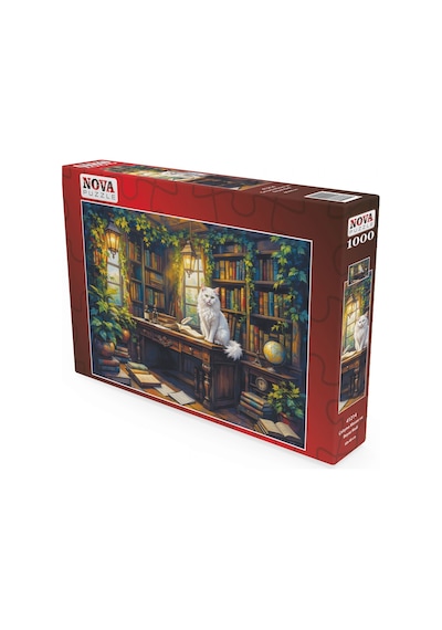 Nova Puzzle 1000 Parçalı Çalışma Masası Ve Beyaz Kedi Puzzle - 41214