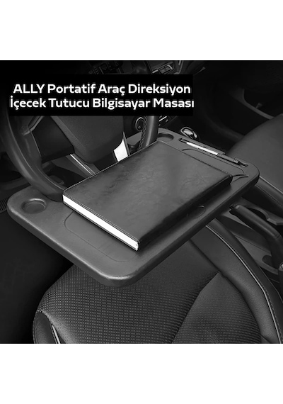Ally Portatif Araç Direksiyon İçecek Tutucu Bilgisayar Masası- 5775 Siyah