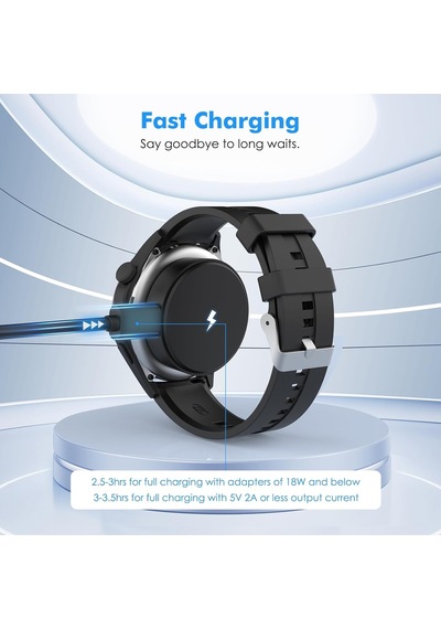 Caseonn Honor Magic Watch 2 42mm Manyetik Usb Hızlı Şarj Kablosu Siyah