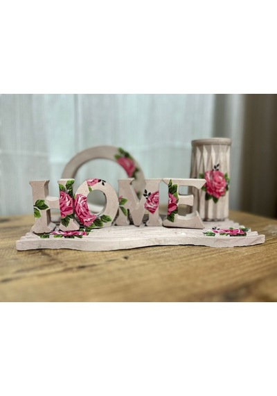 Novavita Yenihayat Pembe Çiçekli Home Yazılı Sunumluk Seti