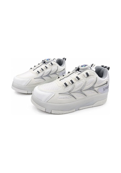 Papucumun Dünyası Işıklı Mekanizma Bağcıklı Unisex Patenli Sneaker Beyaz