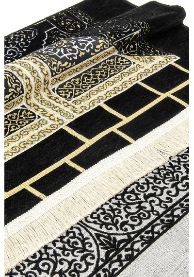 Kabe Desenli Ultra Plus Siyah Şönil Seccade 7