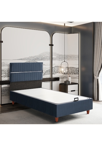 120x200 Stil Lacivert Comfort Yatak Baza Başlık Seti 3 Ü Bir Arada Konuma Özel Teslimat