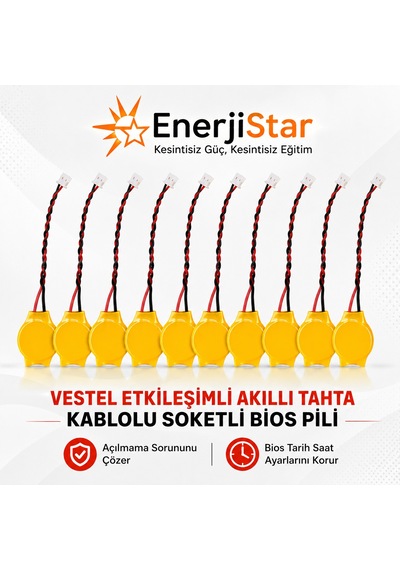 Vestel Etkileşimli Faz-2 Akıllı Tahta Cr2032 Kablolu Soketli Bios Pili 10'lu