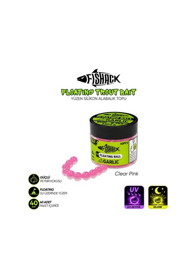 Yüzen Silikon Alabalık Topu - Fishack Eggx - 40 Adet - Sarımsak Kokulu - Renk Pembe