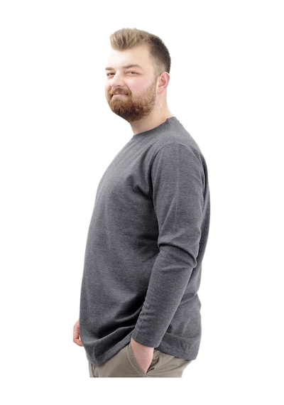 Mode Xl Büyük Beden Erkek Sweatshirt Bisiklet Yaka Uzun Kol Waffle 23460 Antrasit Antrasit