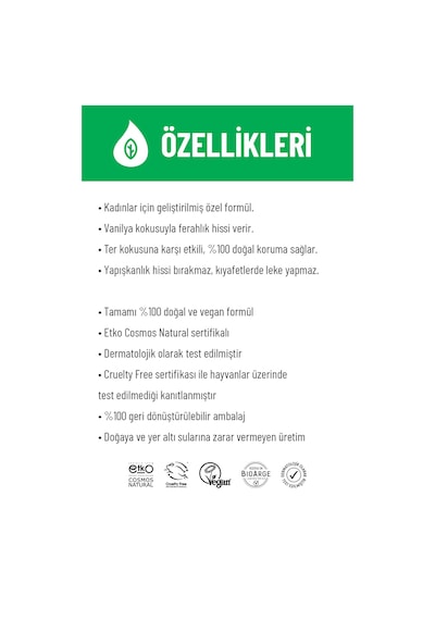 Siveno %100 Doğal Roll-on Kadın Deodorant Ter Kokusu Önleyici Bitkisel Leke Bırakmayan Vegan 50 Ml X 2 Adet
