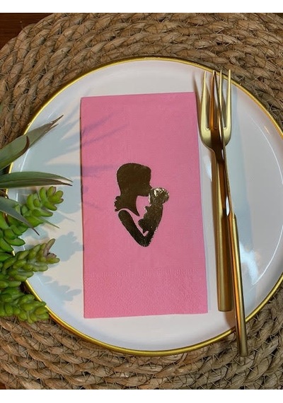 Gold Yaldızlı Pembe Anne Bebek Peçete