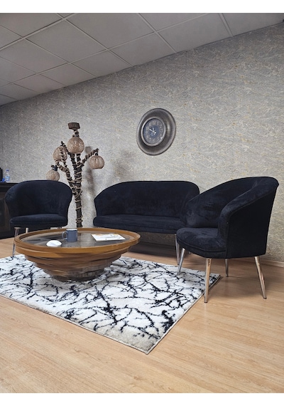 Zafir Teddy Takım Krom Kaplama Sivriltme Ayak Çay Seti Koltuk - Berjer , Balkon, Salon, Ofis Siyah Zafir Teddy Takım Krom Kaplama Sivriltme Ayak Çay Seti Koltuk - Berjer , Balkon, Salon, Ofis Siyah