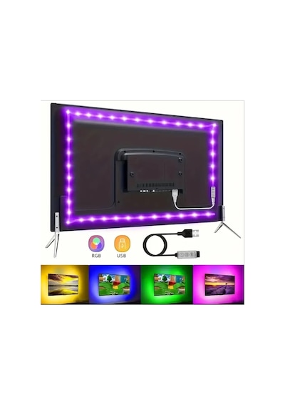 5 Metre Usb Rgb Telefon Kontrollü Mutfak Dolabı Tv Arkası Animasyonlu Şerit Led Parti Amber - Beyaz - Mavi