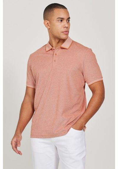 Ac&Co / Altınyıldız Classics 4A4820200047Ktes Düğmeli Polo Yaka Cepsiz Slim Fit Erkek Tişört Kiremit - Bej