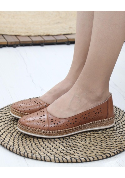 Nesil Shoes Syg P24 Taba Hakiki Deri Kadın Ayakkabı-taba Taba