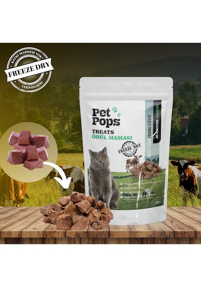 Petpops Freeze Dry Dana Ciğeri Kediler İçin Lezzet Devrimi 40 G