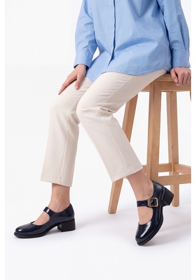 Luvi Shoes Slade Lacivert Kırışık Rugan Kadın Günlük Ayakkabı