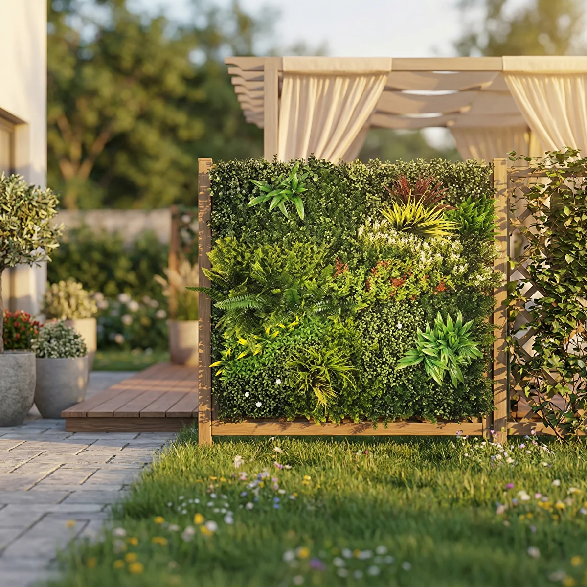 İç Dış Mekan Yapay Çiçek Duvar Dekorasyonu Yapraklı Panel Çit 100x100cm