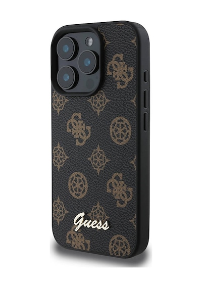 Apple Uyumlu iPhone 16 Pro Max Kılıf Guess Lisanslı Magsafe Şarj Özellikli Yazı Logolu Peony Siyah