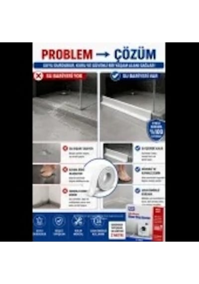 Kendinden Yapışkanlı Silikon Su Bariyeri 2 M Beyaz Banyo, Duş, Mutfak Ve Kapı Eşiği İçin Su Sızdır
