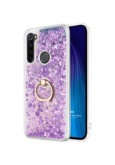 Xiaomi Redmi Note 8 İçin Kılıf Glitter Liquid Holder Mor Redmi Note 8 İle Uyumlu Kılıf - Mor 50 x 22