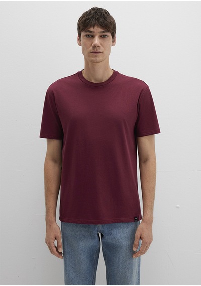 Mavi - Etiket Detaylı Bordo Basic Tişört 0611824-70394 Bordo