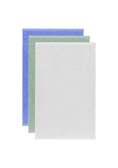 3 Lü Düz Renk El Yüz Havlu Seti %100 Pamuklu 50x90 Cm Mavi-yeşil-beyaz Çok Renkli