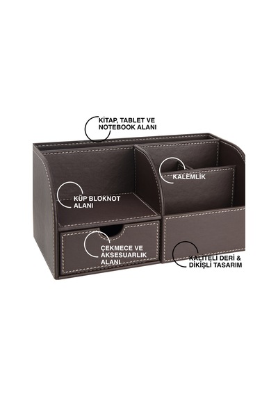 Masaüstü Düzenleyici,kalemlik,kumandalık,küpbloknotluk,tabletlik,kitaplık,6 Gözlü,çekmeceli,desktop Organizer,vegan,24,5 13 12