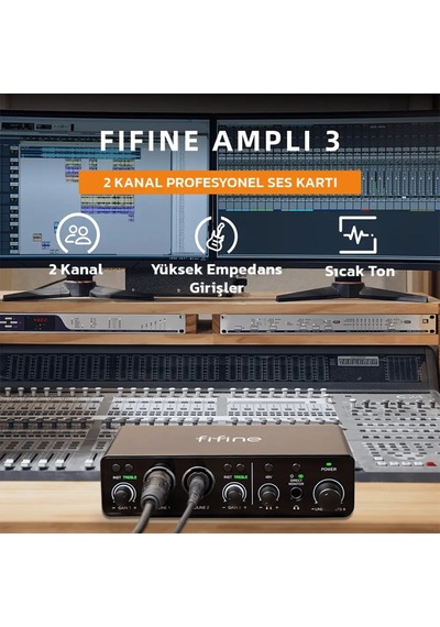Fifine Ampli 3 Usb Stüdyo Ses Kartı 2 Giriş 2 Çıkış 24bit/192khz Windows/mac/ıos/android