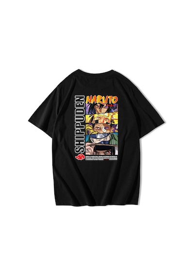Brz Collection Unisex Oversize Naruto: Shippuden T-shirt Siyah