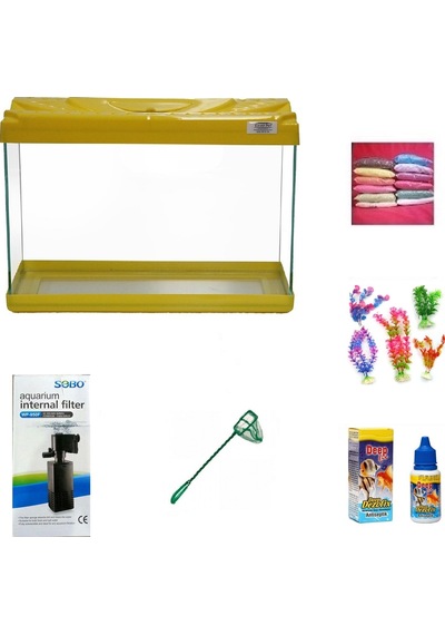 Kanki Pet 3518 Akvaryum Hazır Set Sarı 35 CM