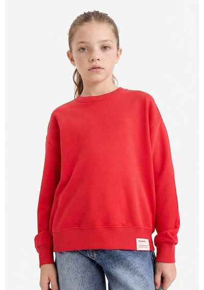 Defacto Relax Fit Bisiklet Yaka Baskılı Kırmızı Kız Çocuk Sweatshirt E6842a8/rd227 Kırmızı