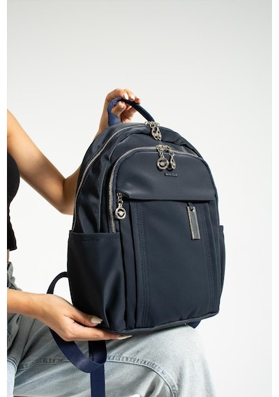 Baginn Saten Kumaş Kadın Sırt Çantası 38 28 Cm Yağmur İtici Kumaş Mega Bag Günlük Kullanıma Uygun Lacivert