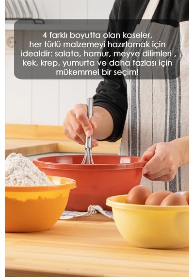 4 Lü Badya Set Yuvarlak Badya Seti Plastik Leğen Mutfak Seti Badya Set Şeffaf Şeffaf