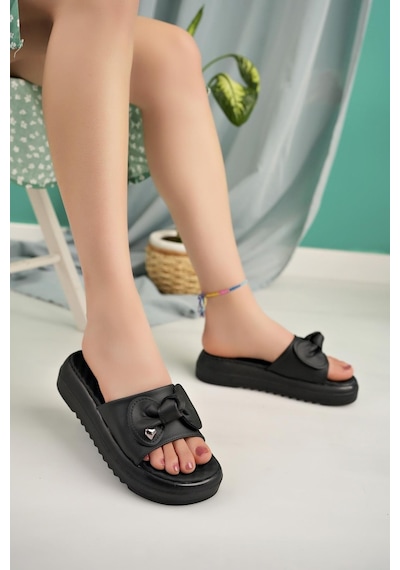 Nesil Shoes Dvm 650 Siyah Masaj Tabanlı Kadın Terlik-Siyah