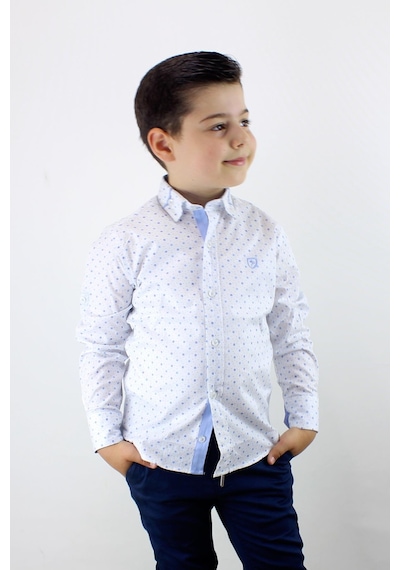 Doctor Junior Erkek Çocuk Desenli Uzun Kol Spor Gömlek Mavi