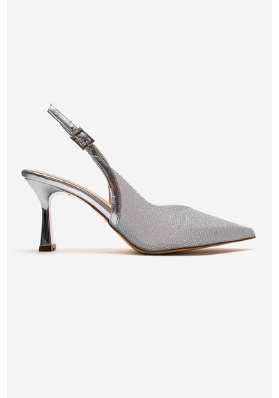 Luvishoes Dorata Gümüş Taşlı Kadın İnce Topuklu Abiye Ayakkabı