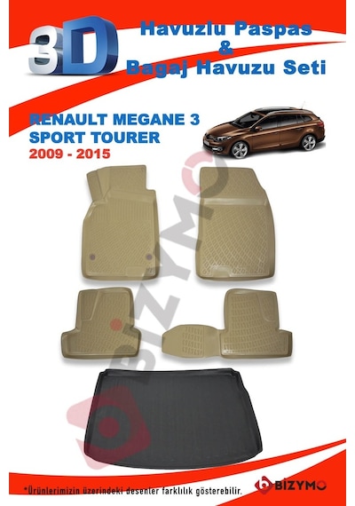Renault Megane 3 Sport Tourer 2009-2015 Bej Paspas+Bagaj Havuzu 505220822