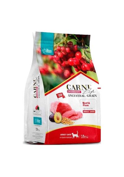 Carni Life Sığır Eti Erik ve Kızılcıklı Yetişkin Kedi Maması 1500 G