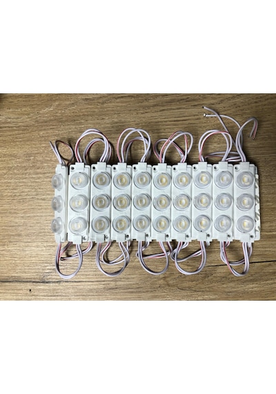 12 Volt 3 Lü 3 Watt Geniş Lensli 3030 Modül Led 10 Adet Gün Işığı