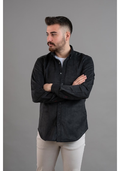 Dorss Slimfit Erkek İnce Fitilli Kadife Gömlek 001