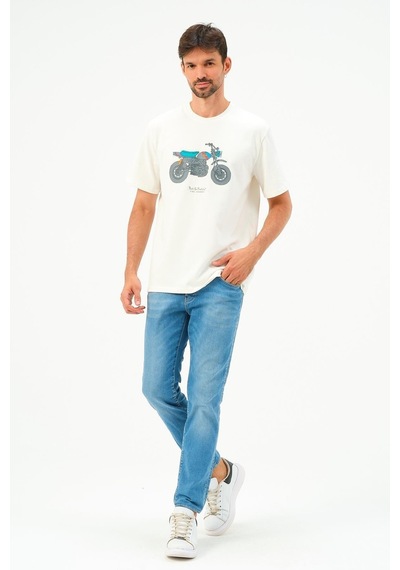 Rich Erkek Motorsiklet Baskılı Tshirt Basic Tişört Beyaz Rich Erkek Motorsiklet Baskılı Tshirt Basic Tişört Beyaz