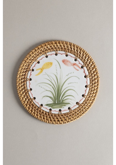 Meander Doğal Rattan El Yapımı Çerçeveli 16 Cm. Balık - Çiçek Des Naturel