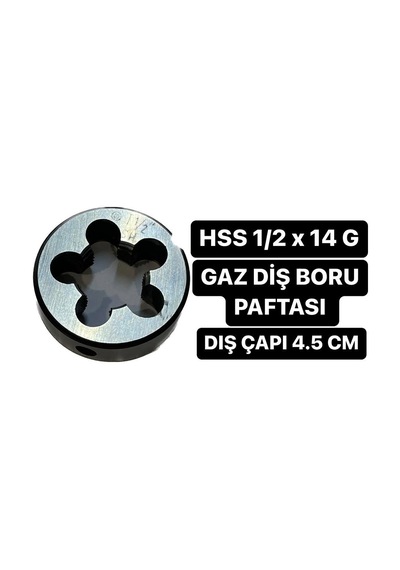 HSS 1/2 X14 GAZ DİŞ PAFTA DIŞ ÇAP 4.5 CM DİR