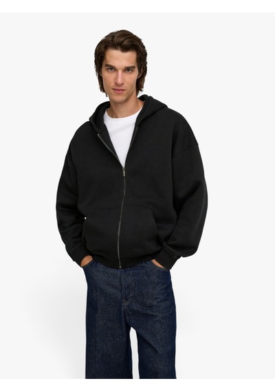 Only & Sons Onsceres Ovz Zıp Hoodıe Sweat Noos Erkek Siyah Sweatshirt - 5096084