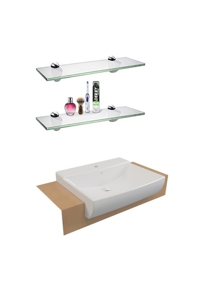 Raf Kitaplık Etejer Lavabo Için Cam Raf 2 Adet